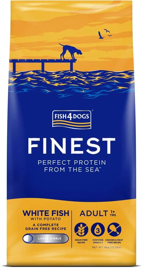 FISH4DOGS Granule veľké pre dospelých psov Finest biela ryba so zemiakmi 6kg, 1+ 1×6000 g, granule pre dospelé psy