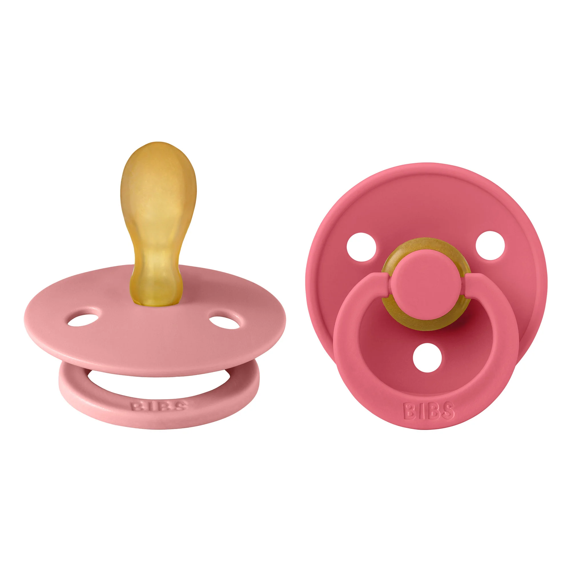 BIBS Colour symetrické cumlíky z prírodného kaučuku 2 ks veľkosť 2 - Dusty Pink / Coral