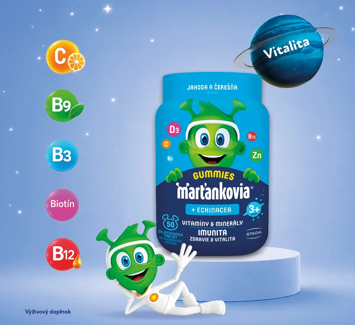 WALMARK Marťankovia Gummy Vitamíny s Echinaceou 1×50 ks, príchuť jahoda a čerešňa