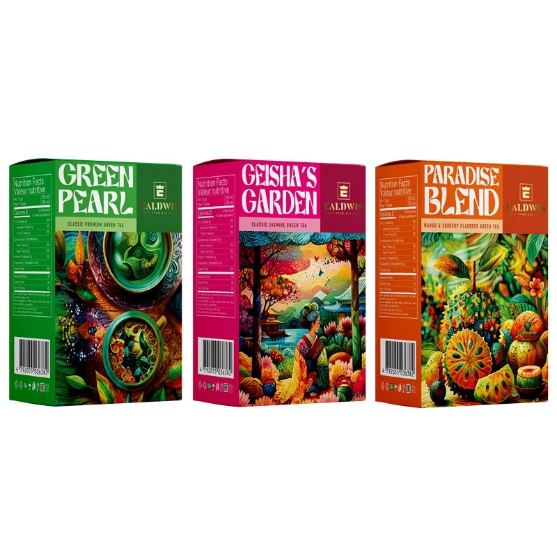 EALDWIN Green Tea Trio, zelené sypané čaje, set 3 druhov 300 gramov (3 x 100g)