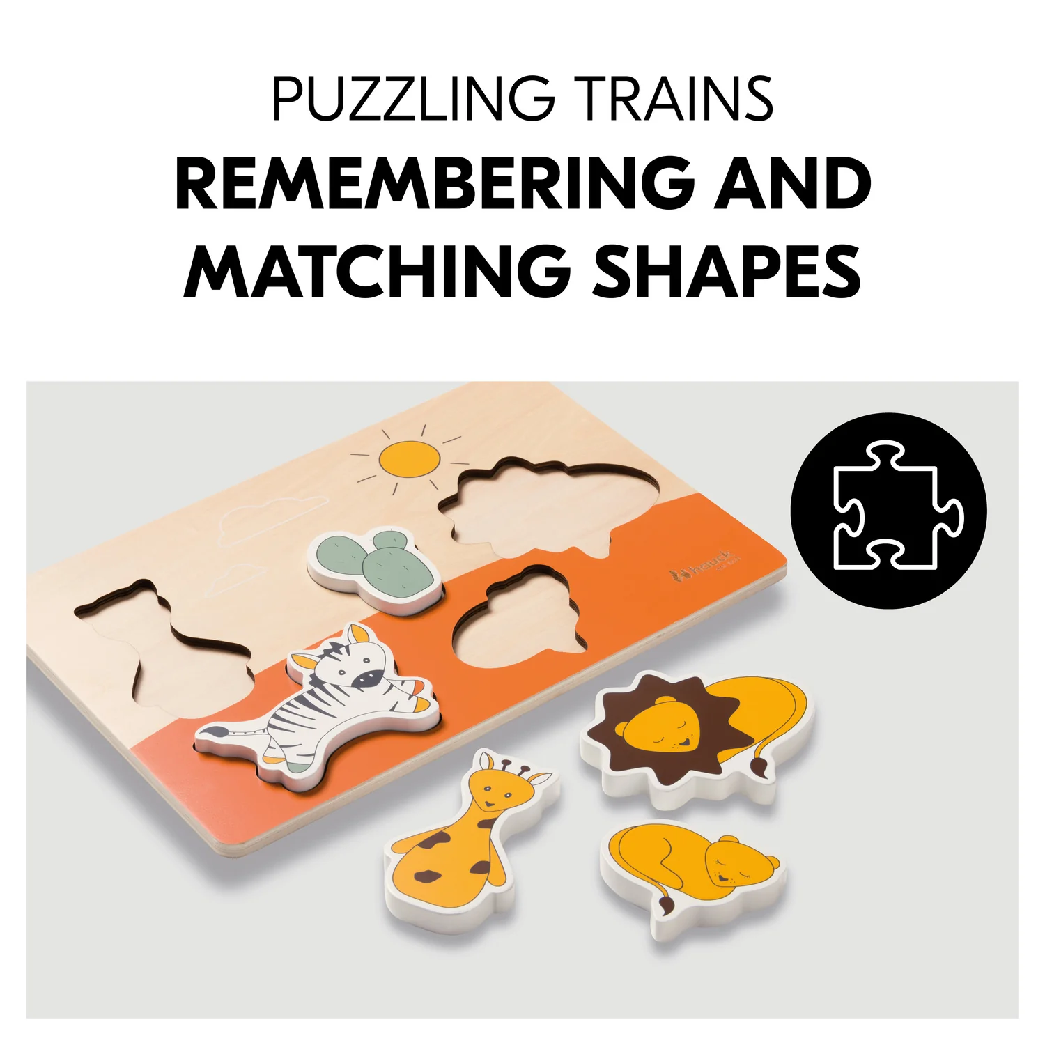 Hauck Puzzle N Fit Safari drevené vkladacie puzzle