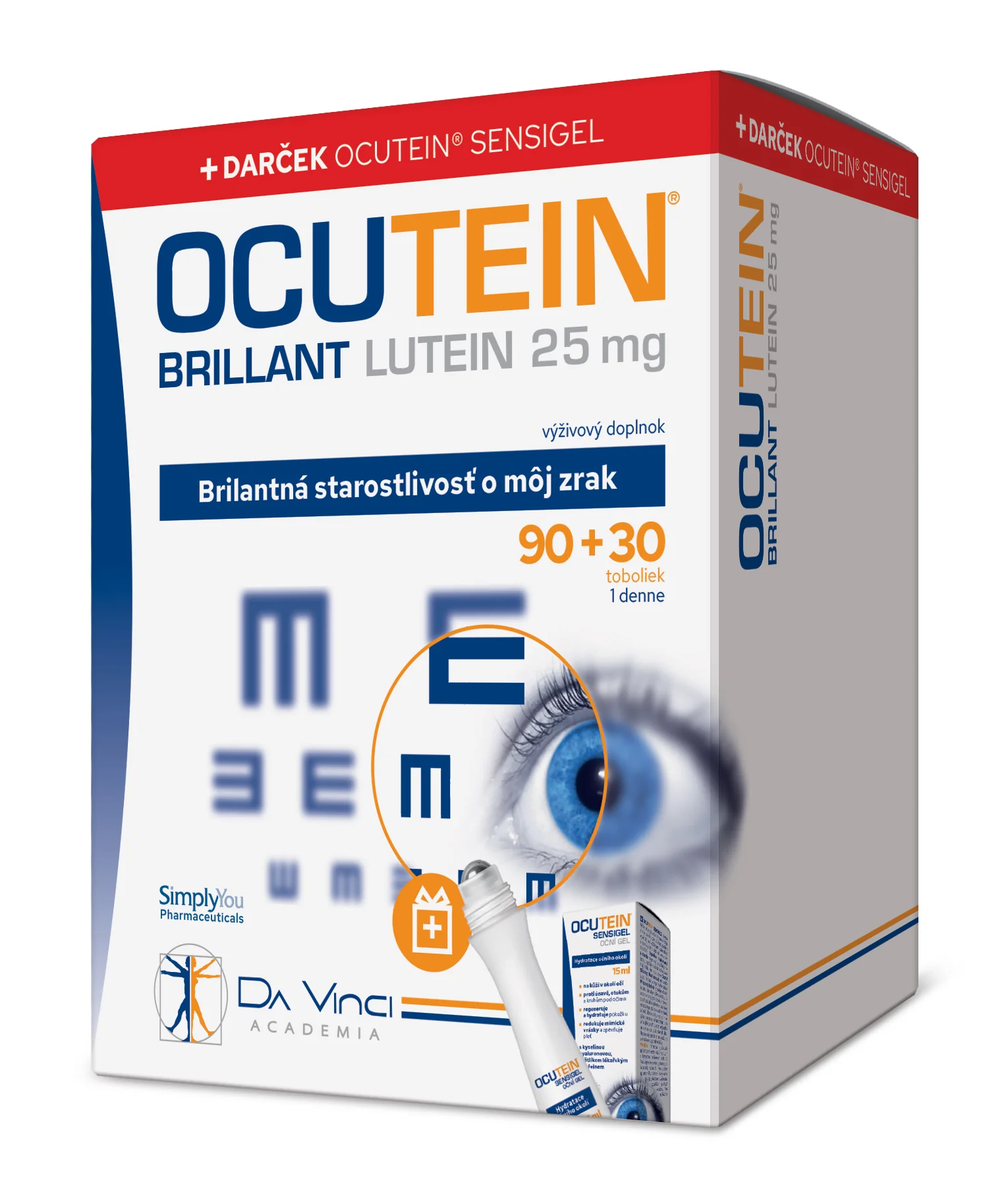 OCUTEIN BRILLANT Luteín 25 mg - DA VINCI 1×1 set, výživový doplnok 120 cps + darček