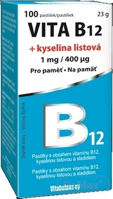 Vitabalans VITA B12 + kyselina listová 1×100 tbl, vitamín B12