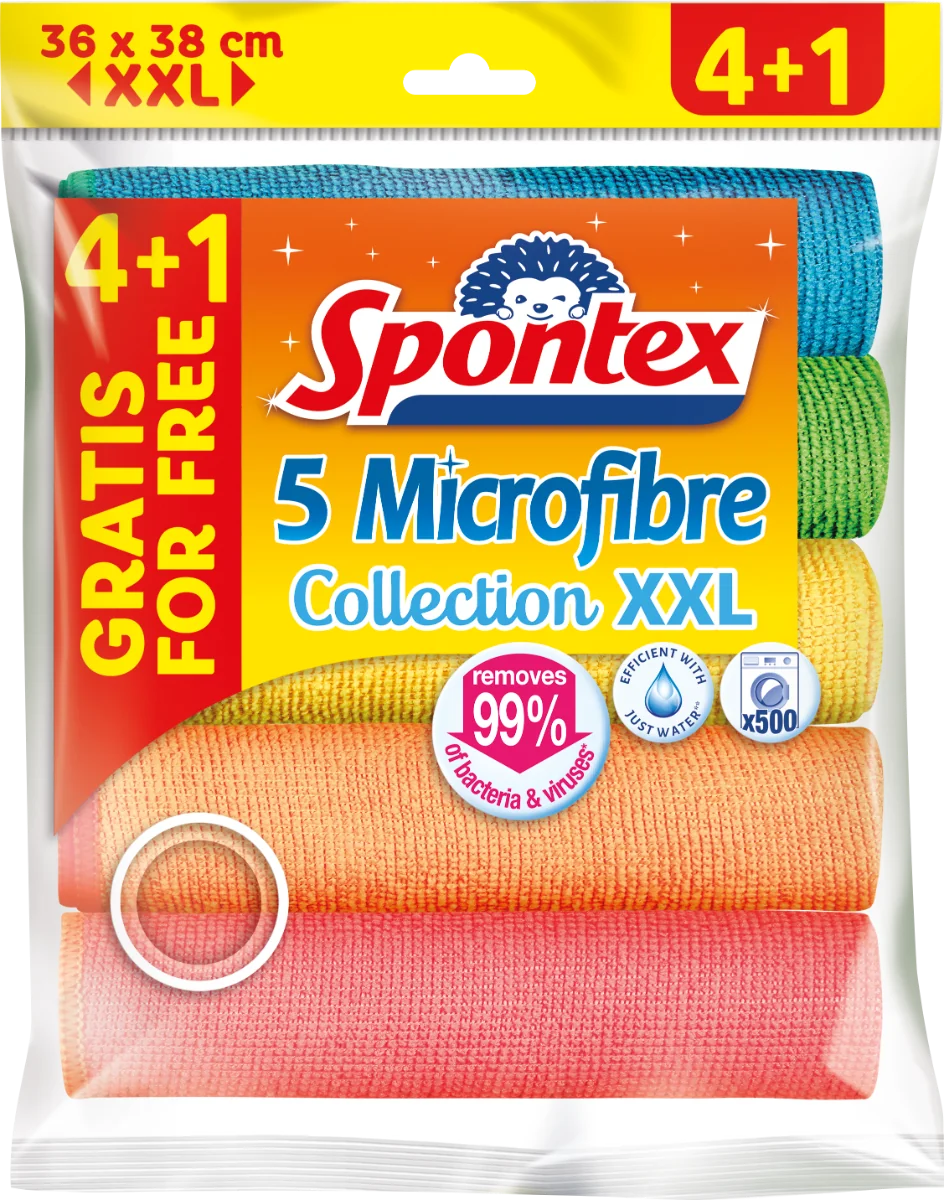 Spontex utierka z mikrovlákna XXL 4+1 1×5 ks, utierka z mikrovlákna XXL