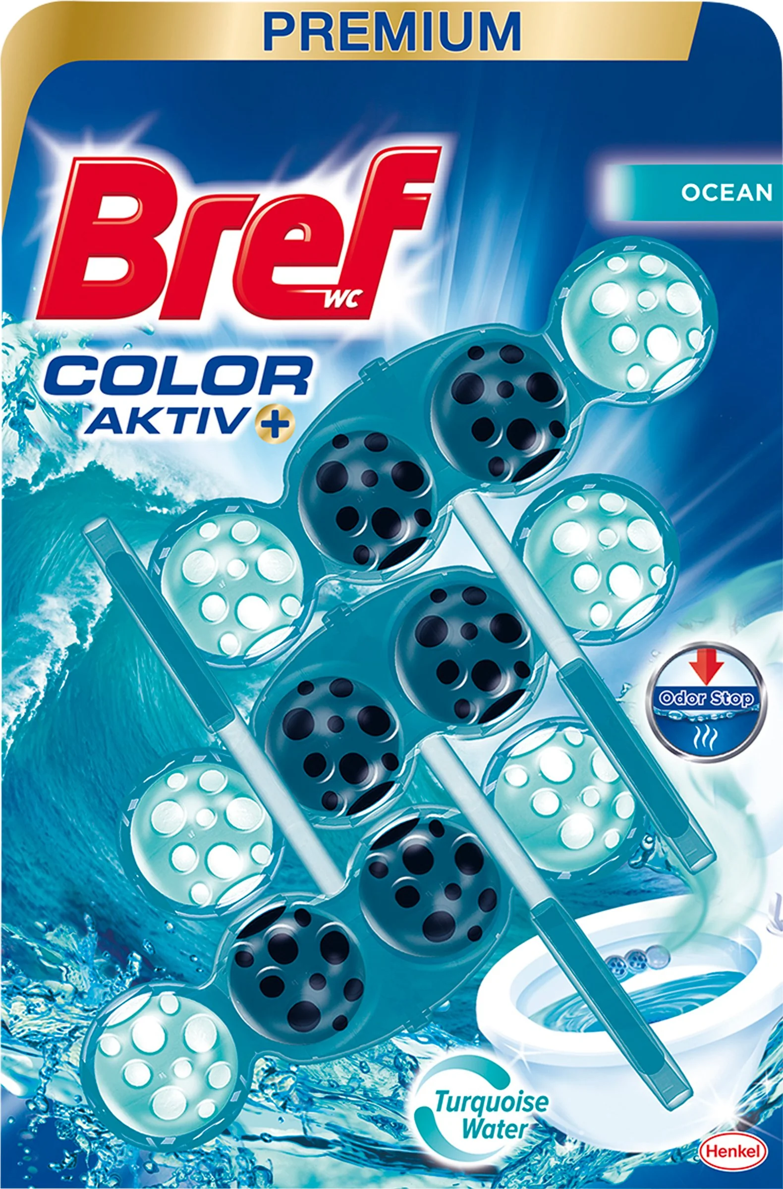 Bref Color Aktiv tuhý WC blok Ocean 3×50 g, WC blok