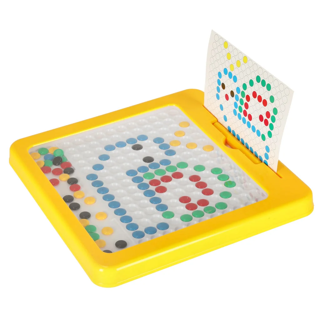 Magnetická mozaika Montessori – žltá tabuľa 26×26 cm