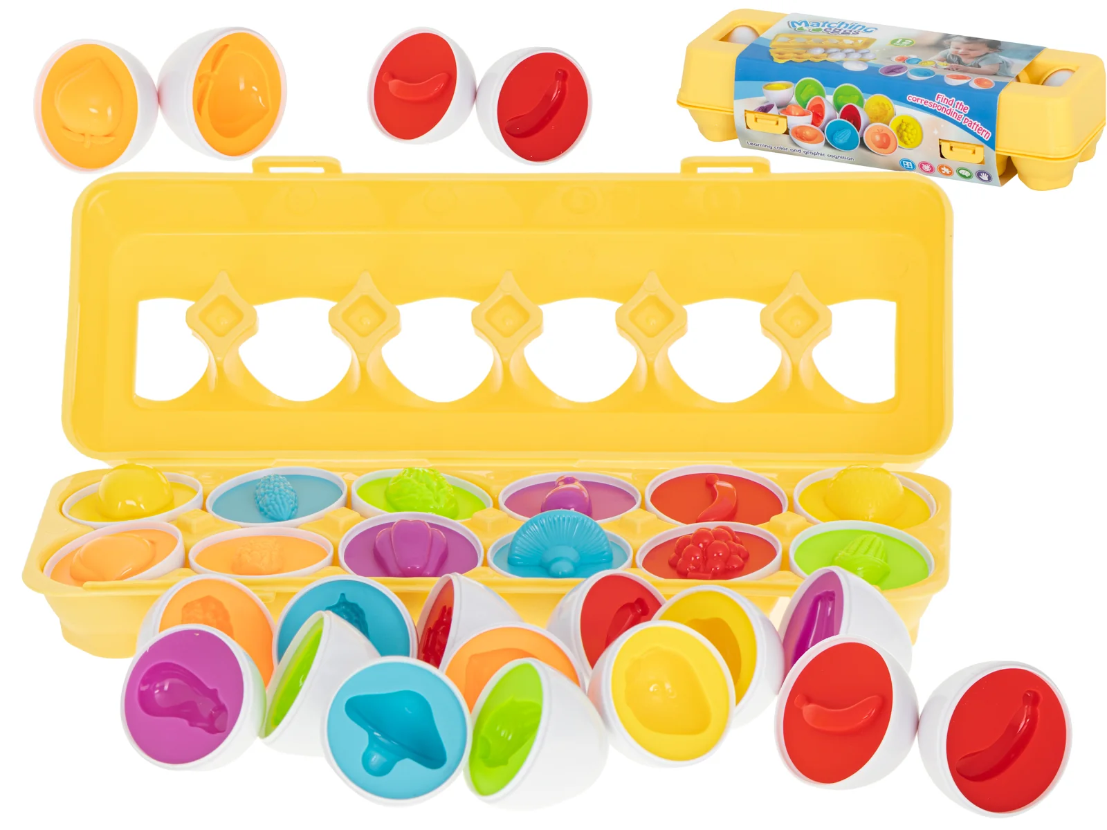 Pomôcka edukačná usporiadavač Vajíčka MATCHING EGGS 12ks