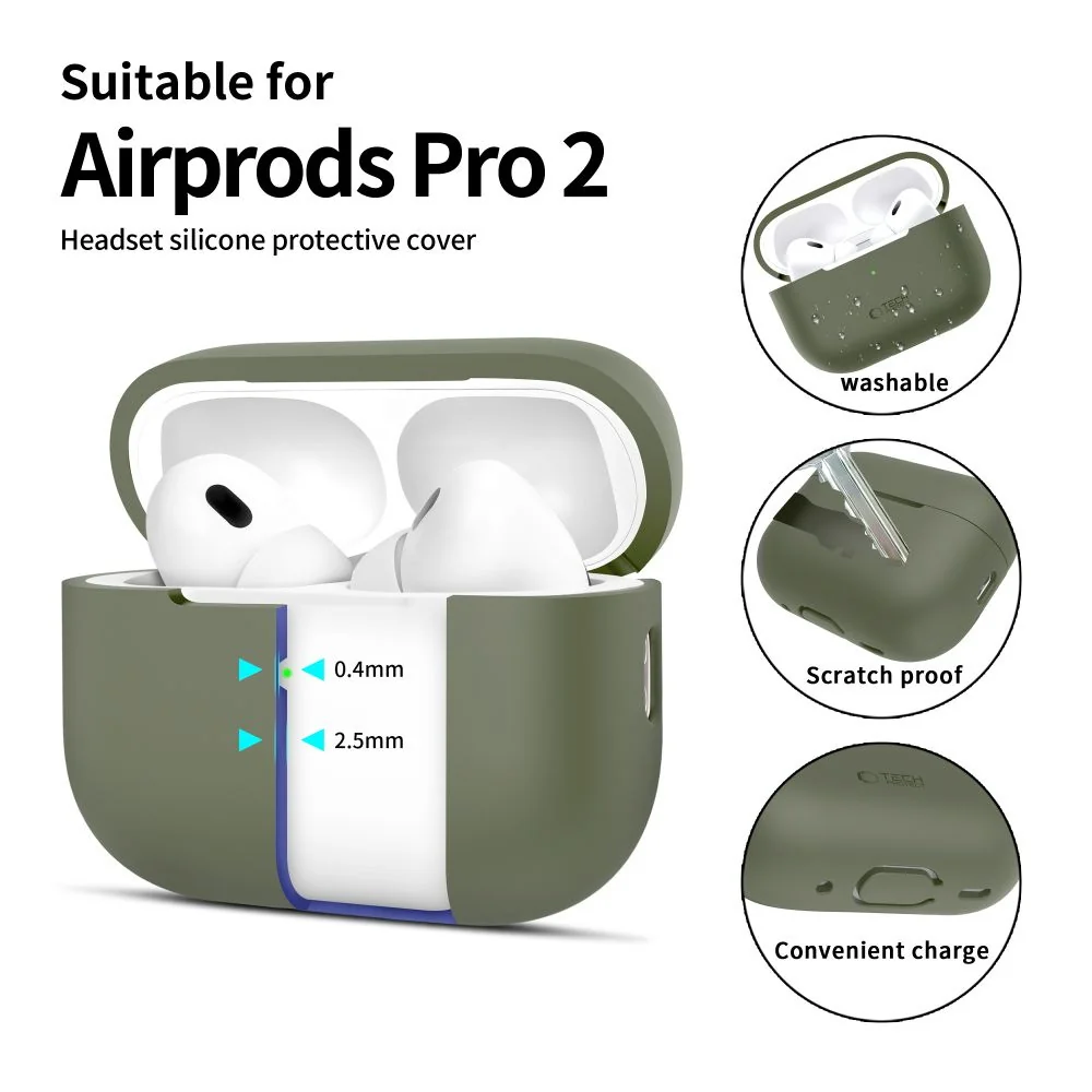 Tech-Protect Silicone puzdro na Apple AirPods Pro 1 / 2, zelené