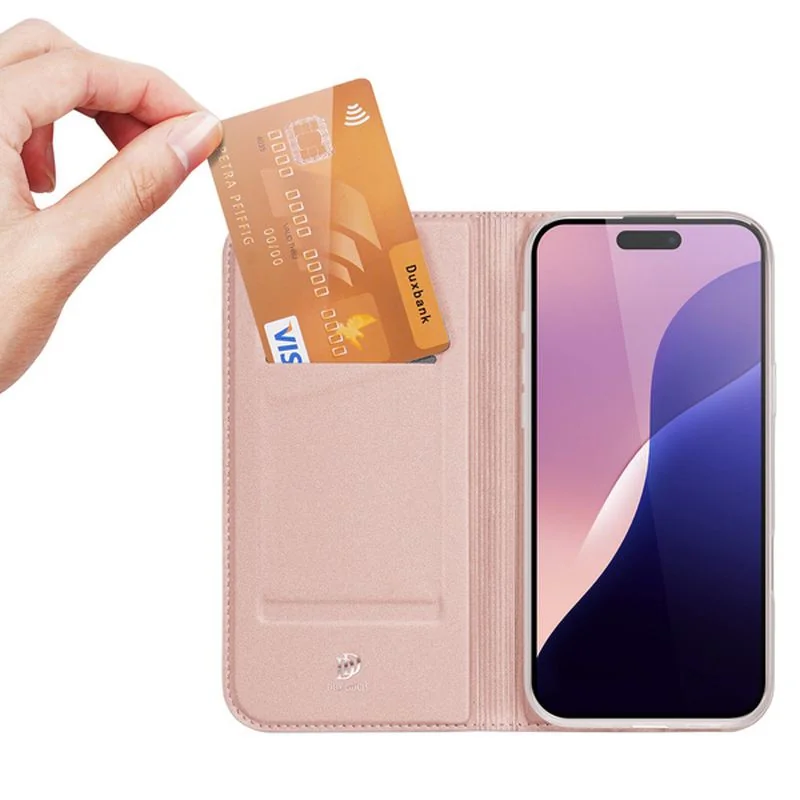 Dux Ducis Skin Pro knižkové puzdro na iPhone 16 Pro Max, ružové