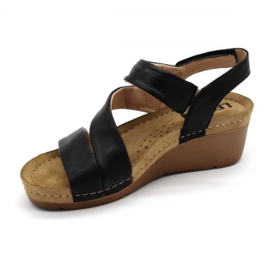 Leon 1020 Zdravotné celokožené sandále - Čierna 38 - 24,5cm, čierna, 6,5 cm