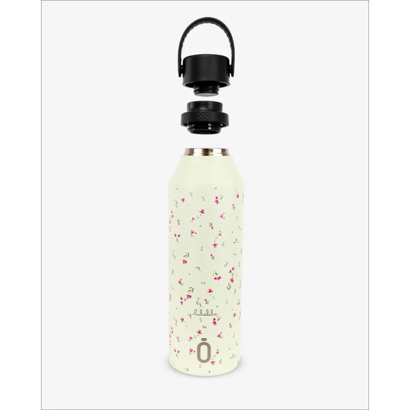 Runbott Mii Nerezová termofľaša s izoláciou – 600ml, ružové kvety 