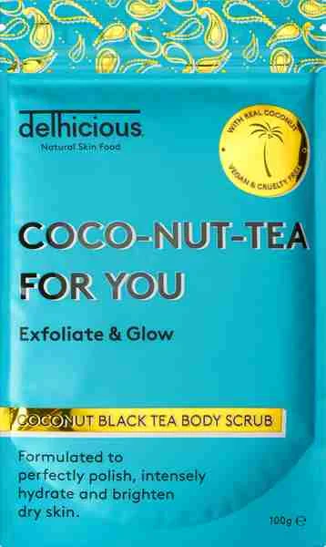 Delhicious, Coconut Black Tea Body Scrub 1×100 g, telový peeling