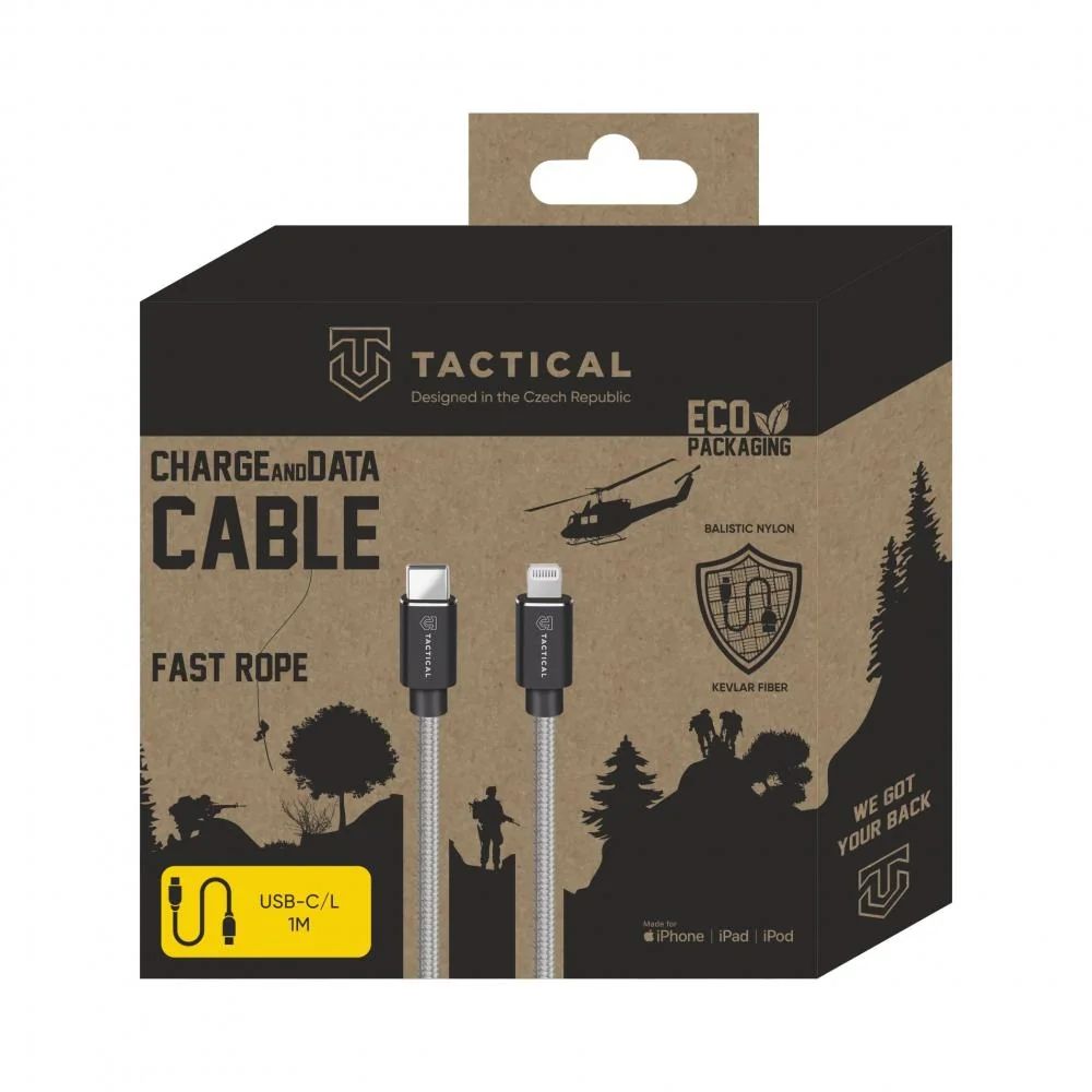 Extra pevný kábel USB-C/Lighting MFI 1m - Sivá 1 x 1m, MFi certifikácia