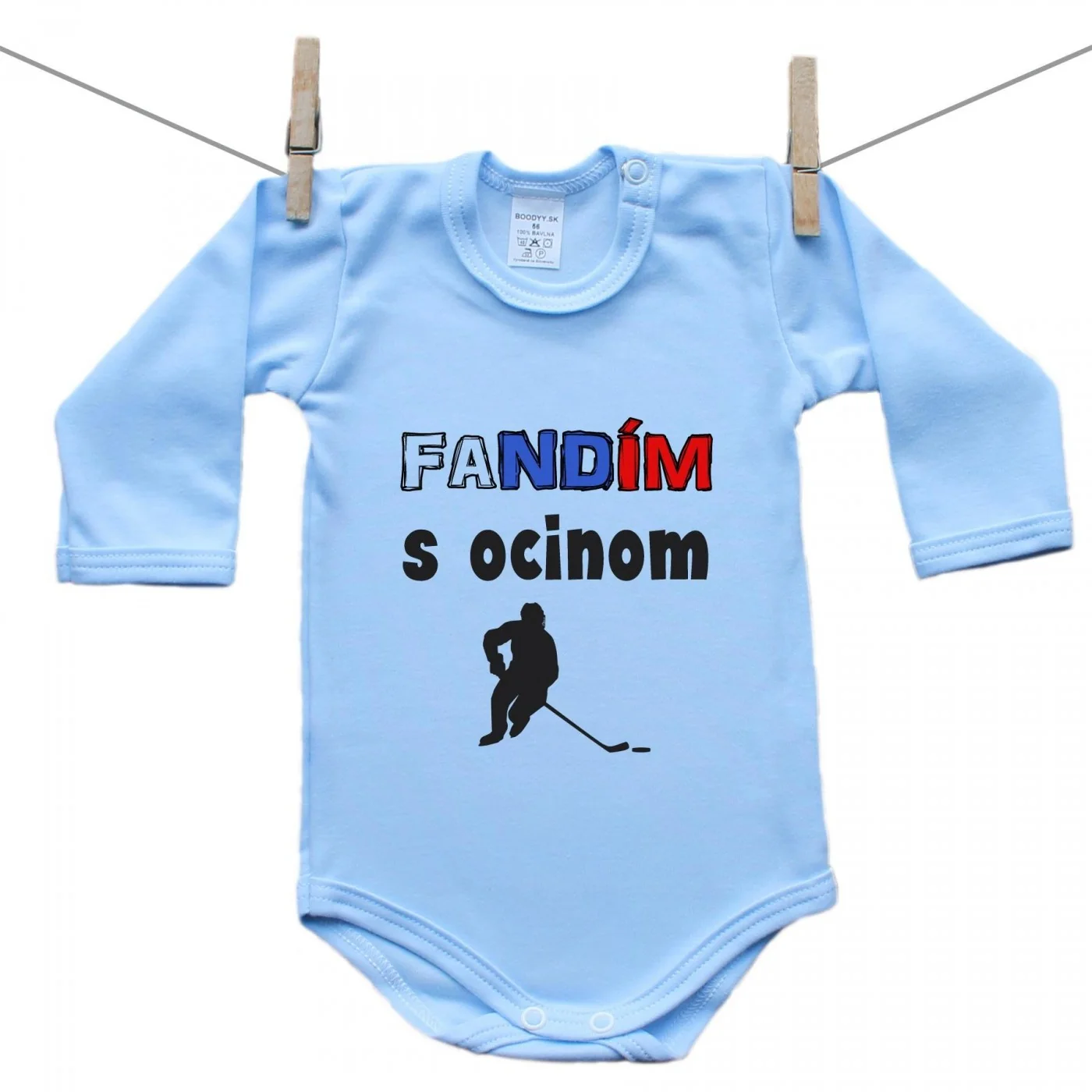 Boodyy Modré body s dlhým rukávom Fandím s ocinom Veľkosť: 80