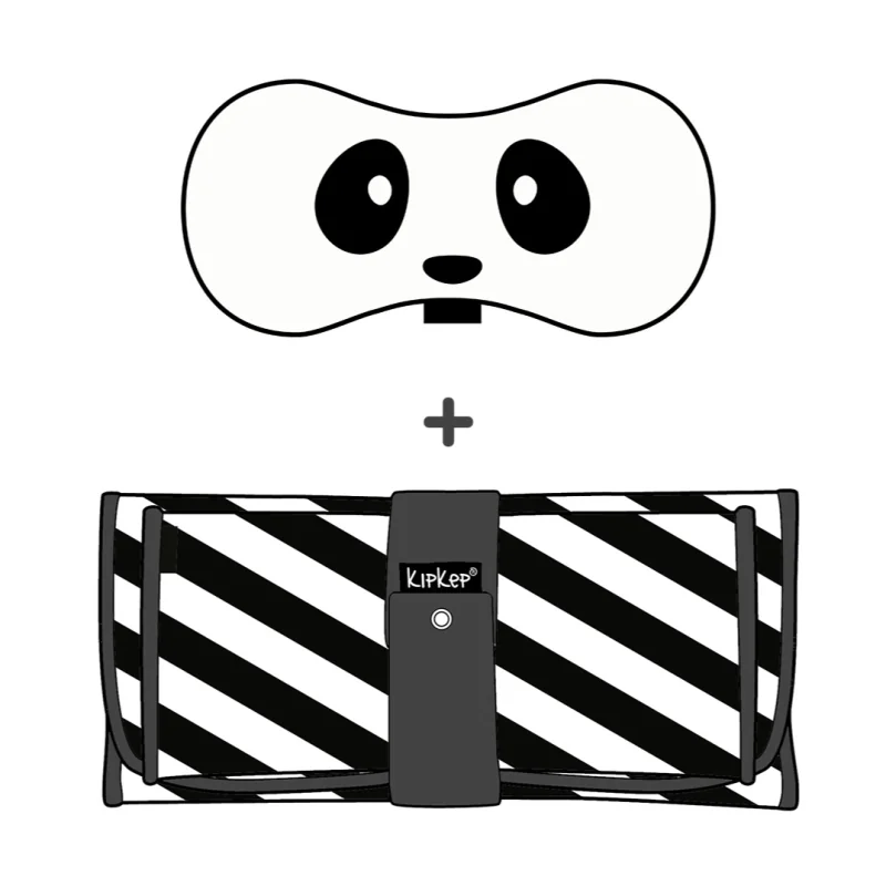 KipKep zvýhodnený balíček - WOLLER Panda White + NAPPER COMBI-SET Black Stripes