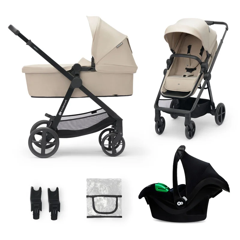 KINDERKRAFT - Kočík kombinovaný 3v1 Newly Sand beige + Mink PRO 