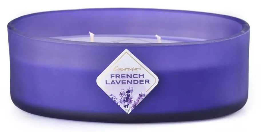 Emocio Sklo barevné 144x102x50 mm ovál 2 knoty French Lavender vonná svíčka