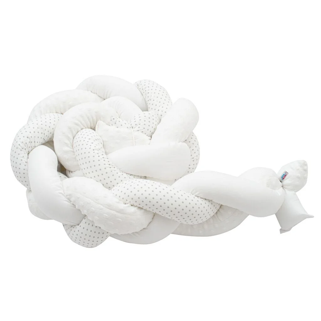 Ochranný mantinel do postieľky vrkoč New Baby Minka a Bodky sivý ,