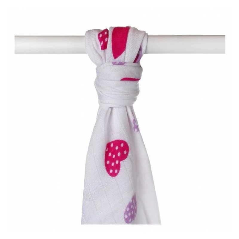 XKKO BMB Bambusová osuška Hearts&Waves  Lilac Hearts