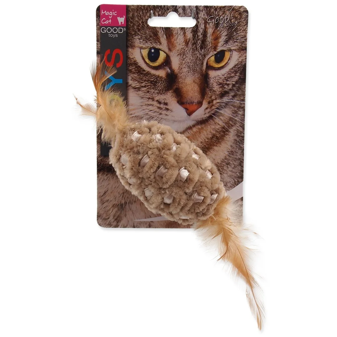 Hračka Magic Cat loptička ženilkový s pierkami a catnipom mix 20cm