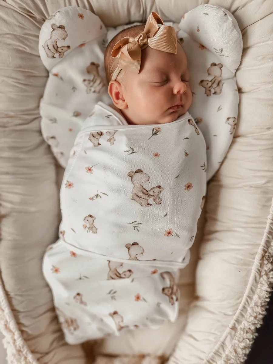 Bavlnený zavinovací vak, zavinovačka Mommy Bear, biela/hnedá