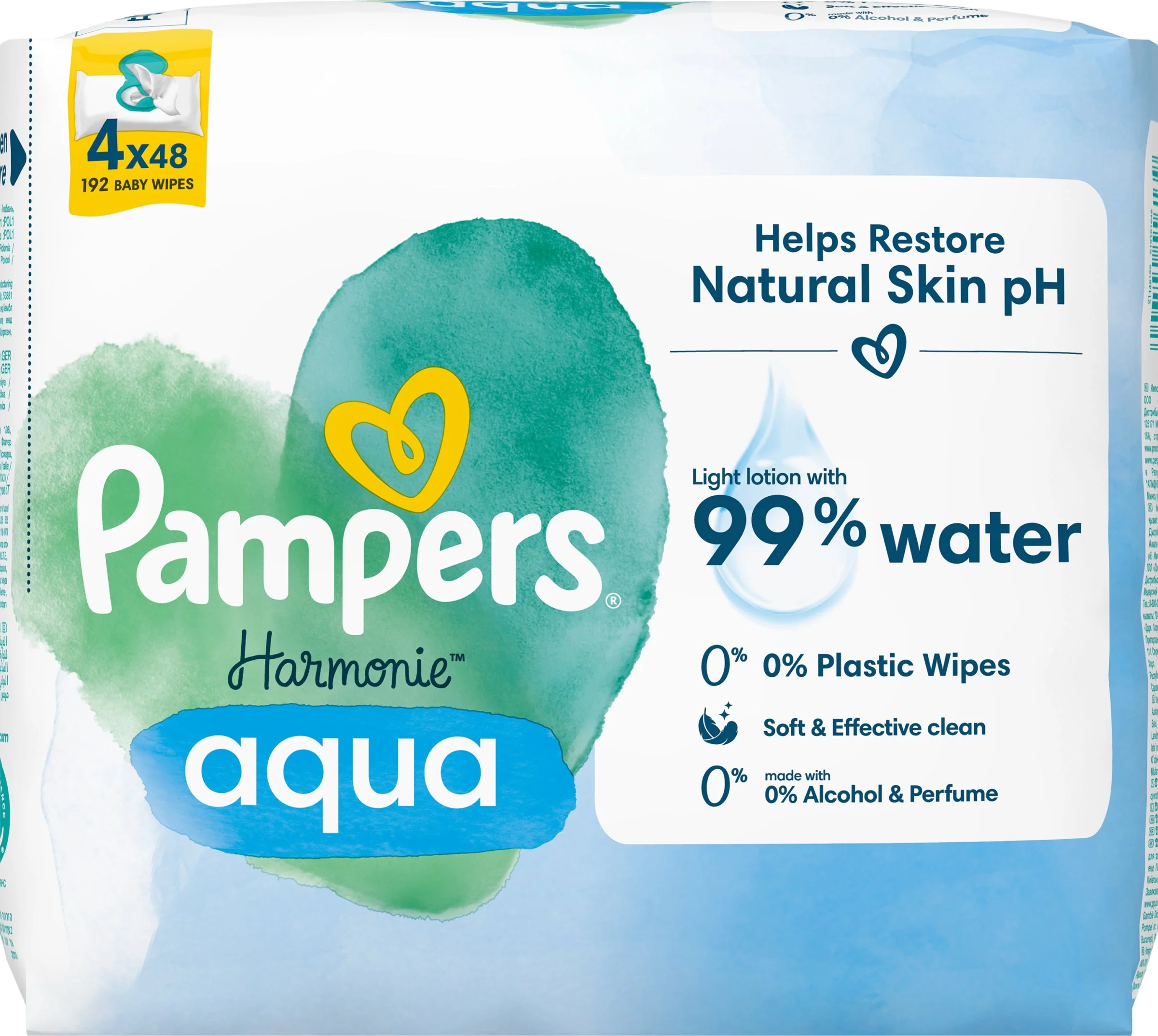 Pampers Wipes Harmonie Aqua 4x48ks 4×48 ks, vlhčené obrúsky