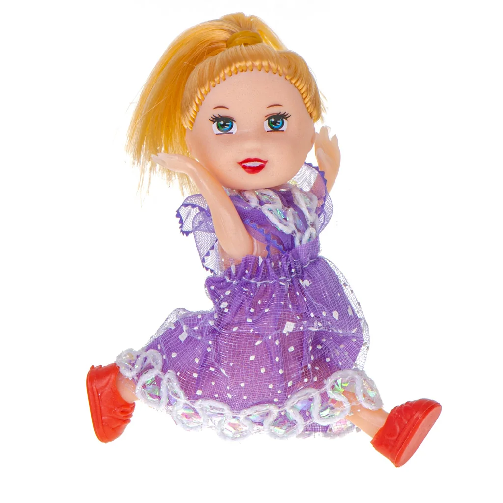 Set 3 bábik do domčeka – 10 cm, farebné šaty