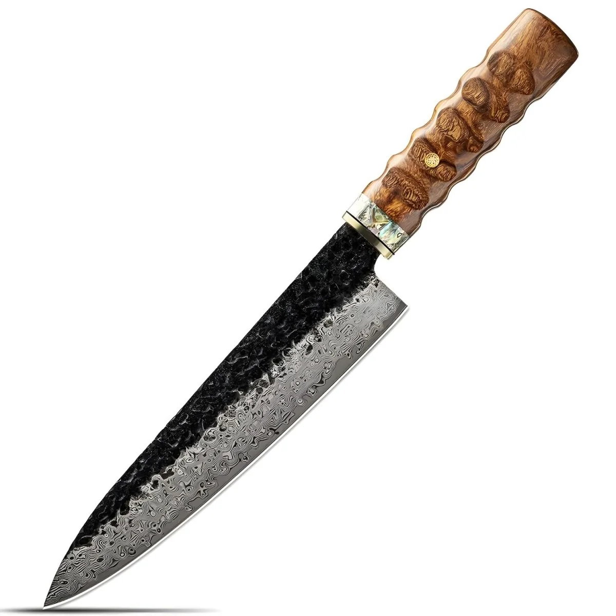 Damaškový kuchynský nôž Kenichi-Chef Chef/Hnedá