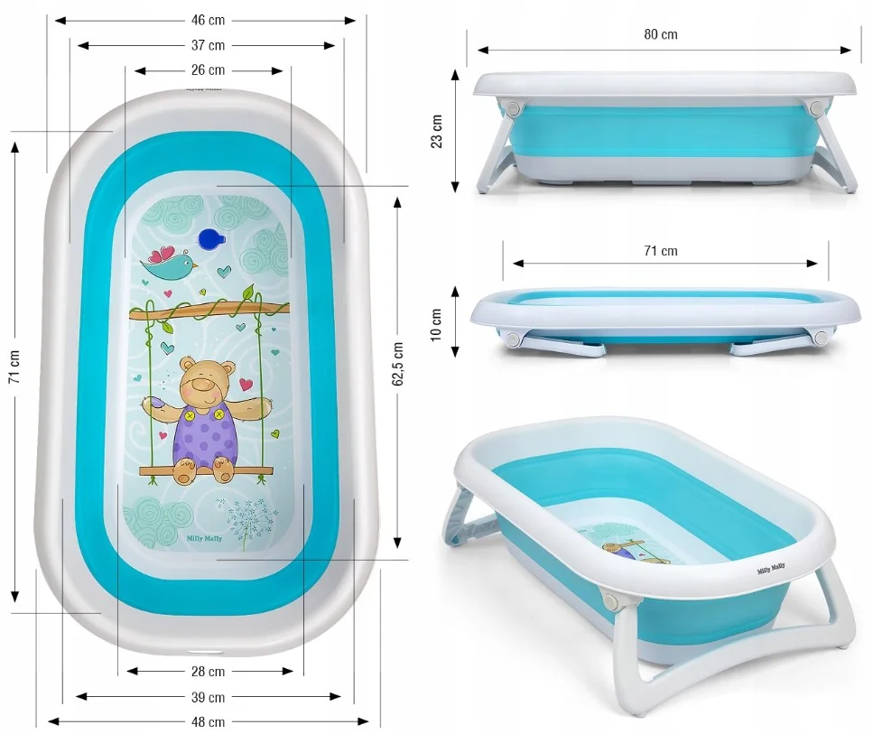 Skladacia detská vanička Macko Aqua - modrá