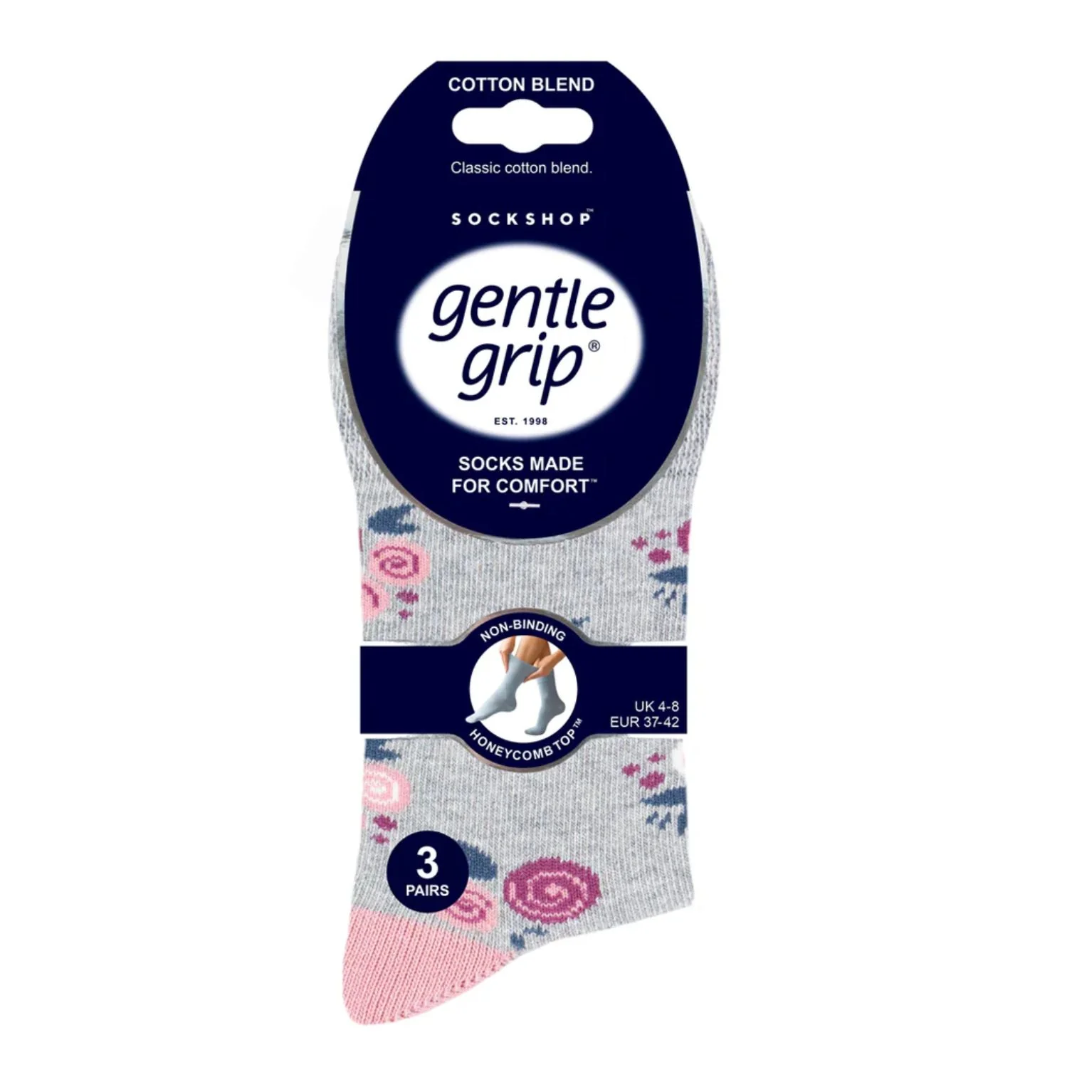 Dámske módne 3 páry ponožky Gentle Grip FLORAL EMBRACE široký lem Veľkosť ponožiek 37-42