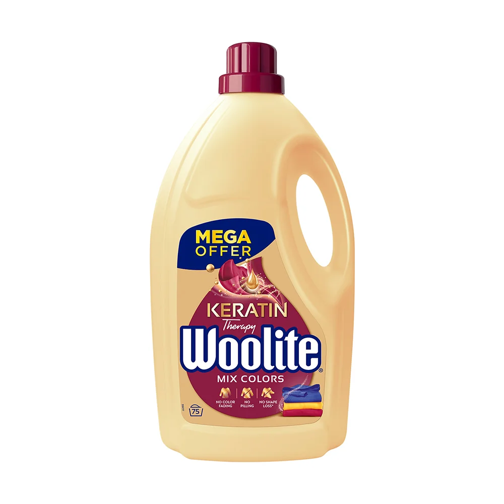 Woolite Keratin Therapy na farebné prádlo – tekutý prací prípravok s keratínom / 75 pracích dávok 4500 ml