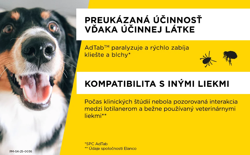 AdTab žuvacie tablety pre psy 56 mg, hmotnosť psa 1,3–2,5 kg 1 tbl