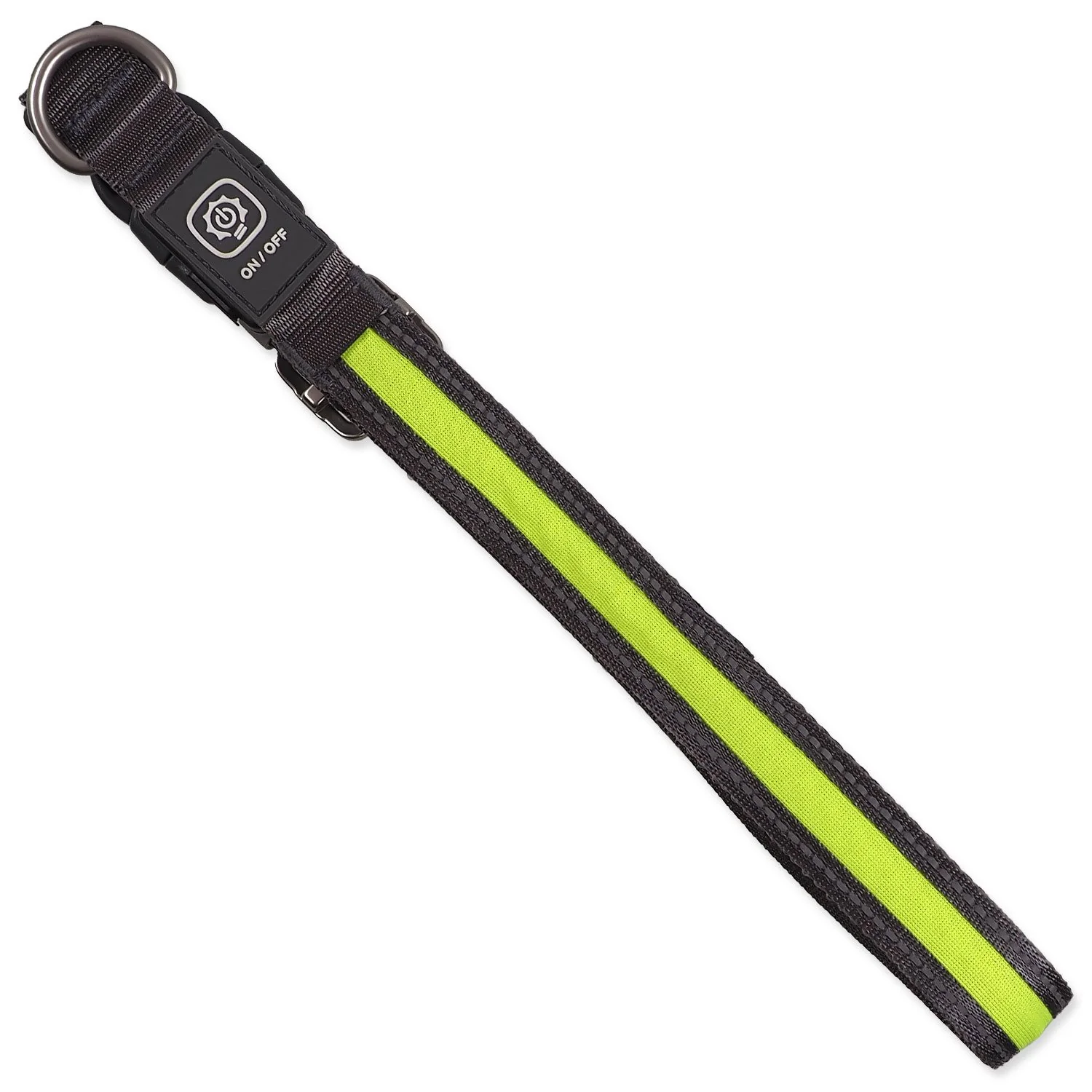Obojok Dog Fantasy USB LED nylonový svietiaci M-L zelený 2,5x45-65cm