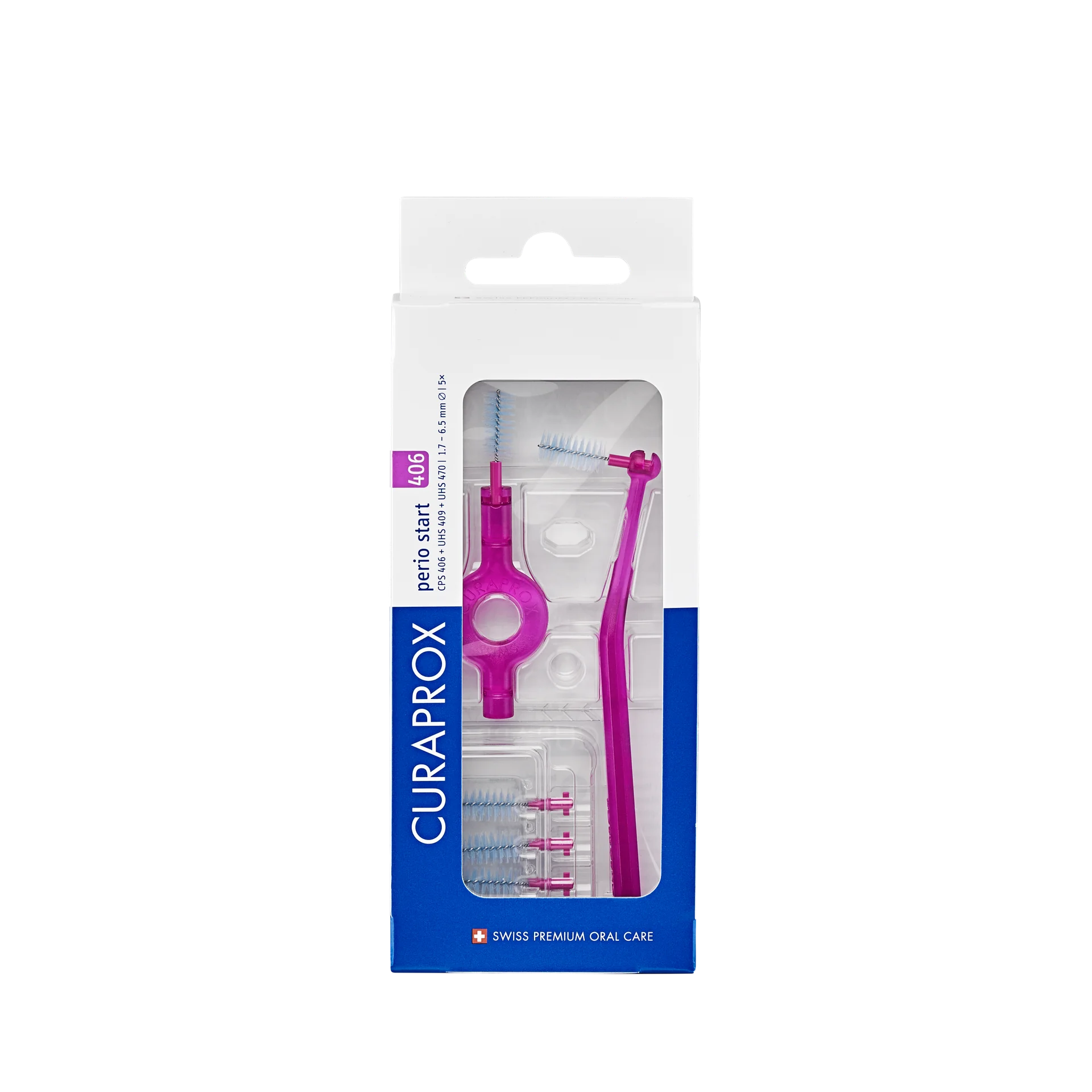 CURAPROX CPS 406 Perio Start 5x CPS+UHS 409 a UHS 470 držiak s krytkou 1×1 set, medzizubné kefky