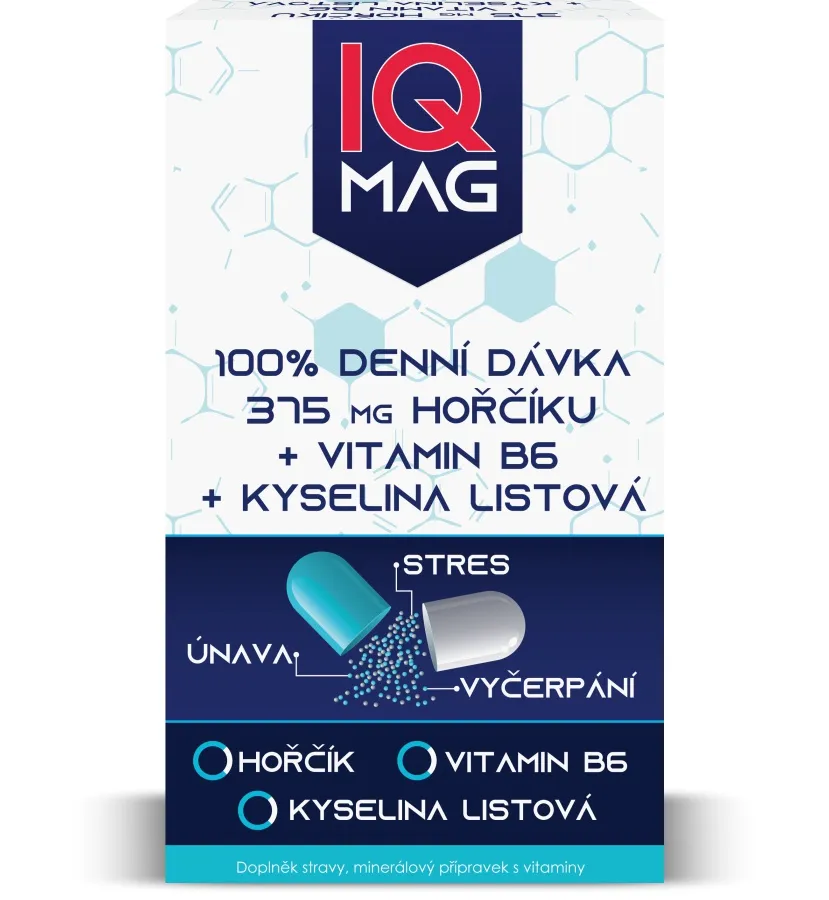 IQ MAG horčík 375 mg + B6 + kyselina listová 1×60 ks, výživový doplnok