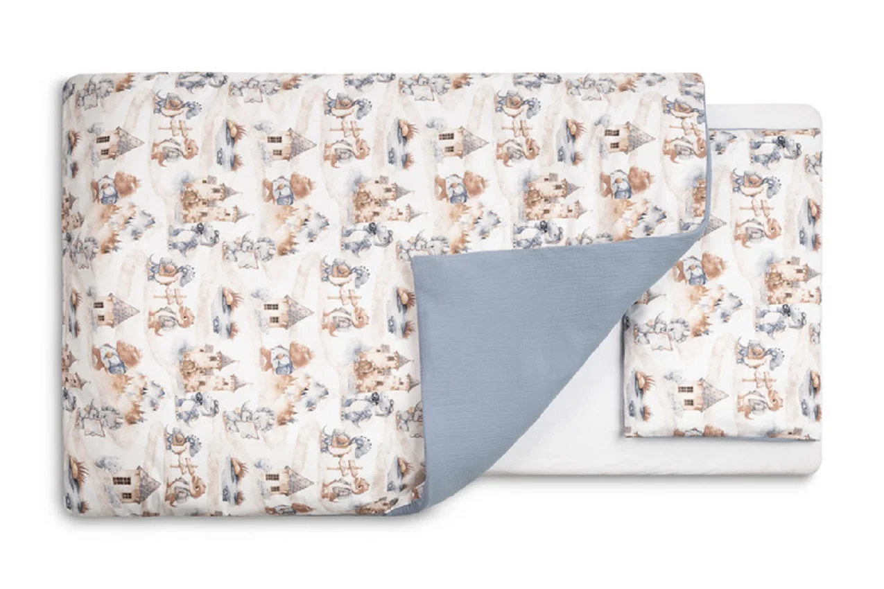 Mušelínové obliečky do postieľky 135x100, Dráčik modrý, jeans