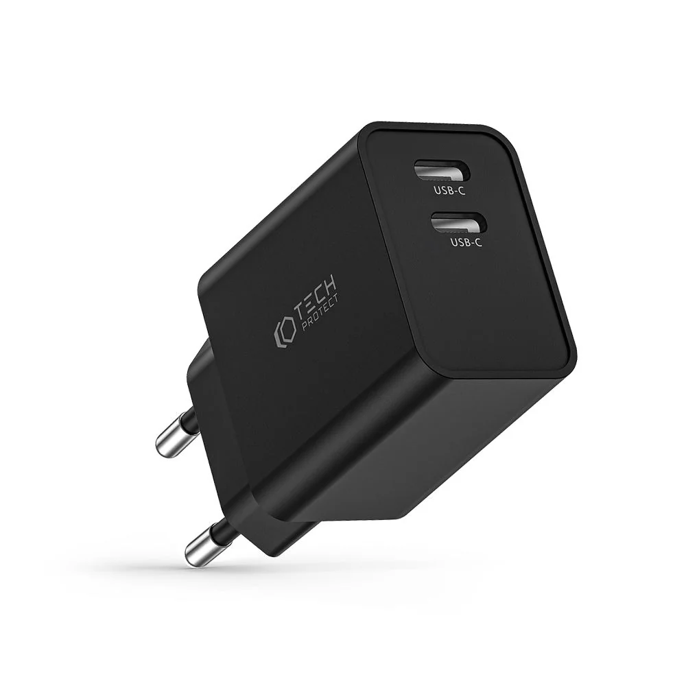 Tech-Protect C35W sieťová nabíjačka 2x USB-C PD 35W, čierna