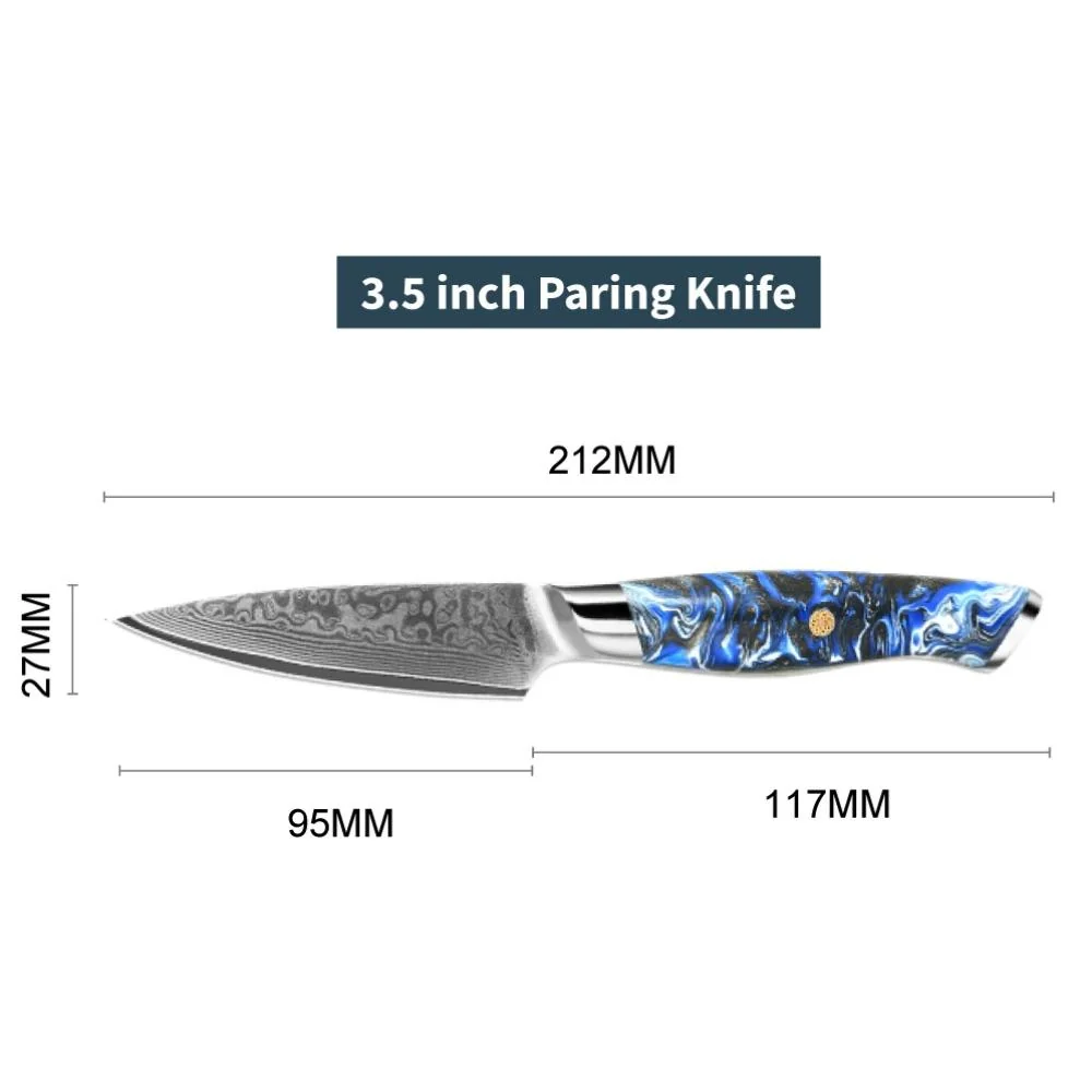 Damaškový kuchynský nôž Akio-Chef/Modrá Chef, oceľ VG-10