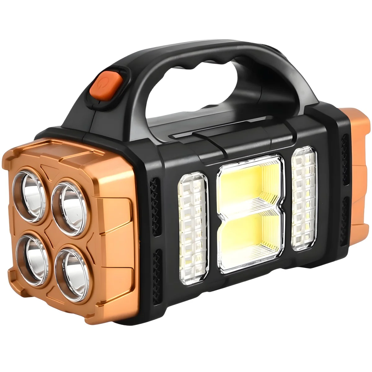 Solárna LED kempingová baterka s powerbankou, zlatá/čierna