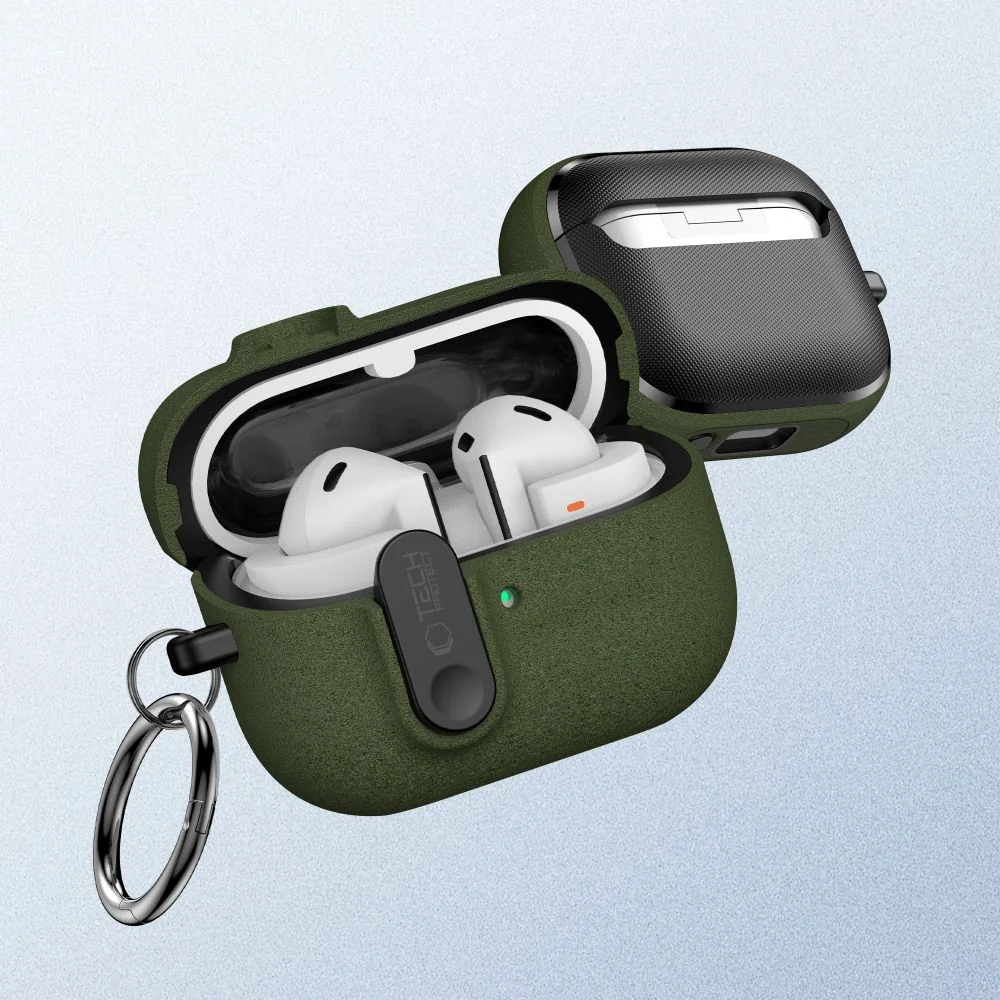 Tech-Protect Slim Hook puzdro na Samsung Galaxy Buds 3 / 3 FE / 3 Pro, zelené zelené