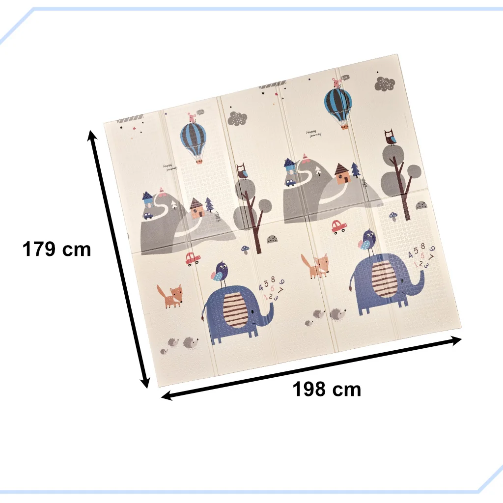 Obojstranná skladacia penová podložka pre deti 180 × 200 cm, slony/les