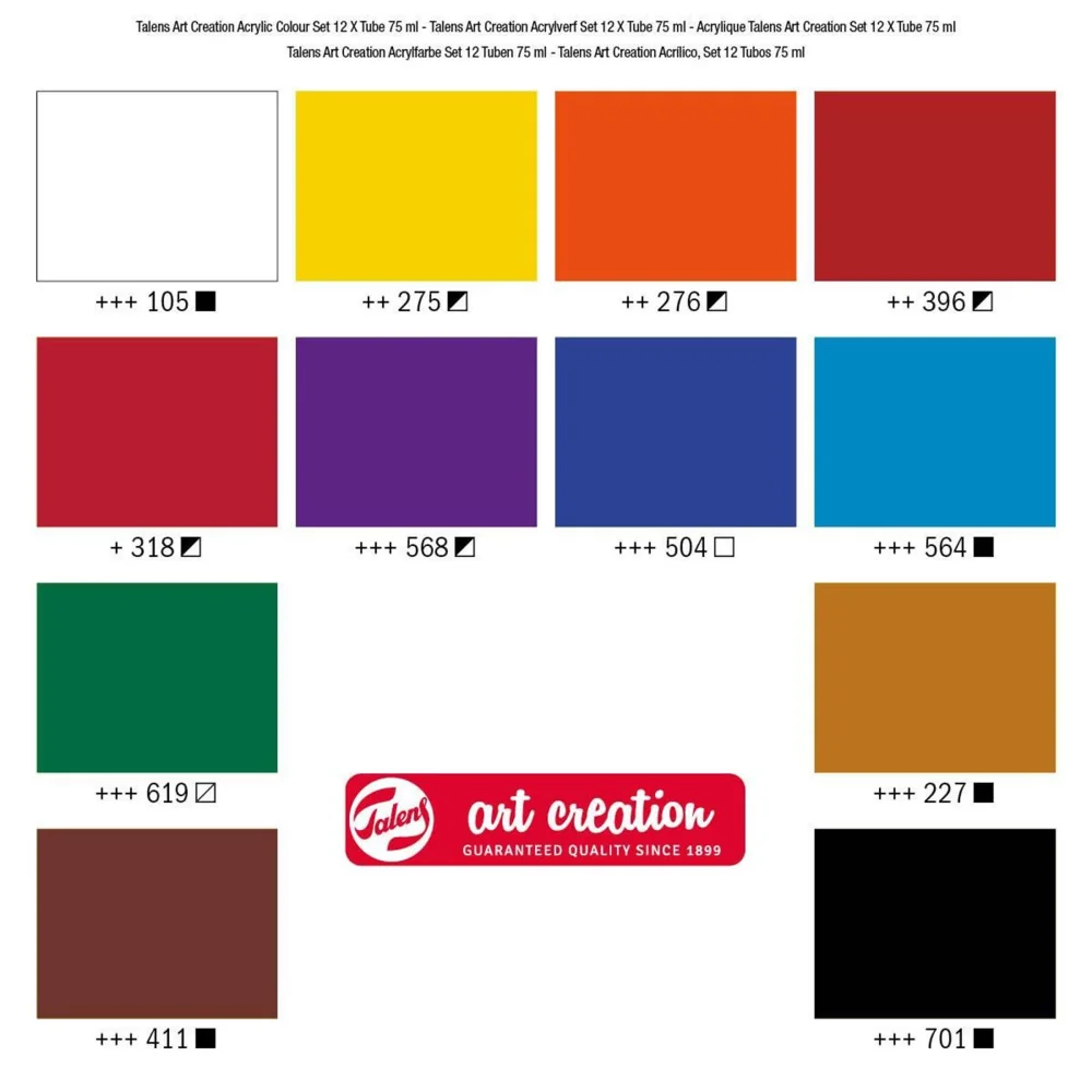 Talens Art Creation acrylové farby 12 ks, 75ml-Talens Art Creation
