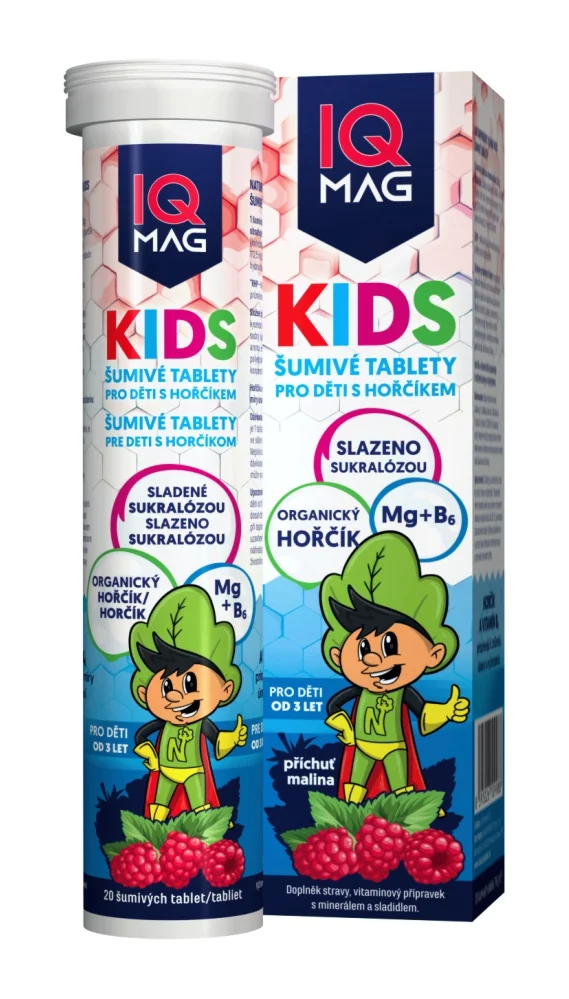 IQ mag Kids horčík pre deti malina 1×20 tbl, výživový doplnok