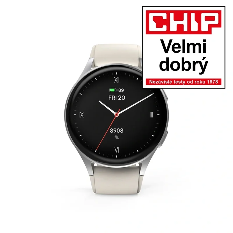 Hama 8900 smart hodinky GPS, AMOLED 1,32", funkcia telefonovania, Alexa, béžové/strieborné