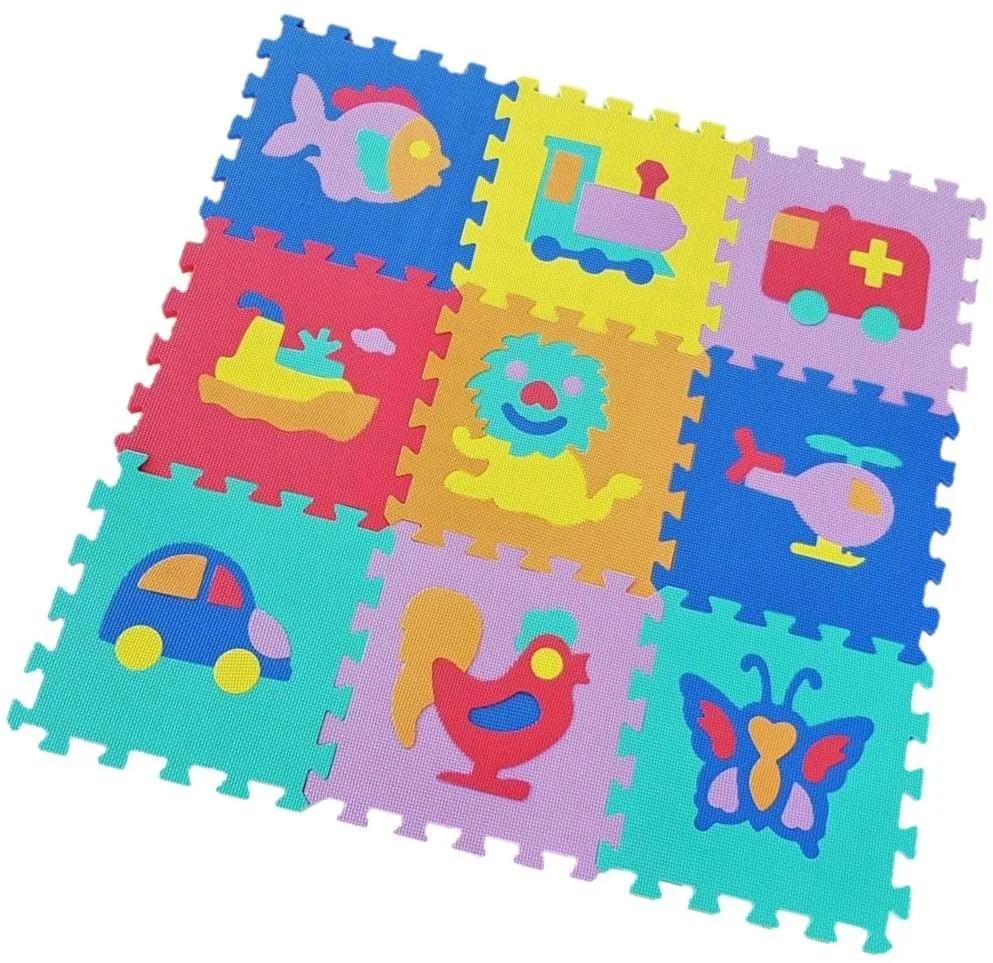 FOAM MASTER TRADING Penové puzzle zvieratká a dopravné prostriedky 1×9 ks, penové puzzle