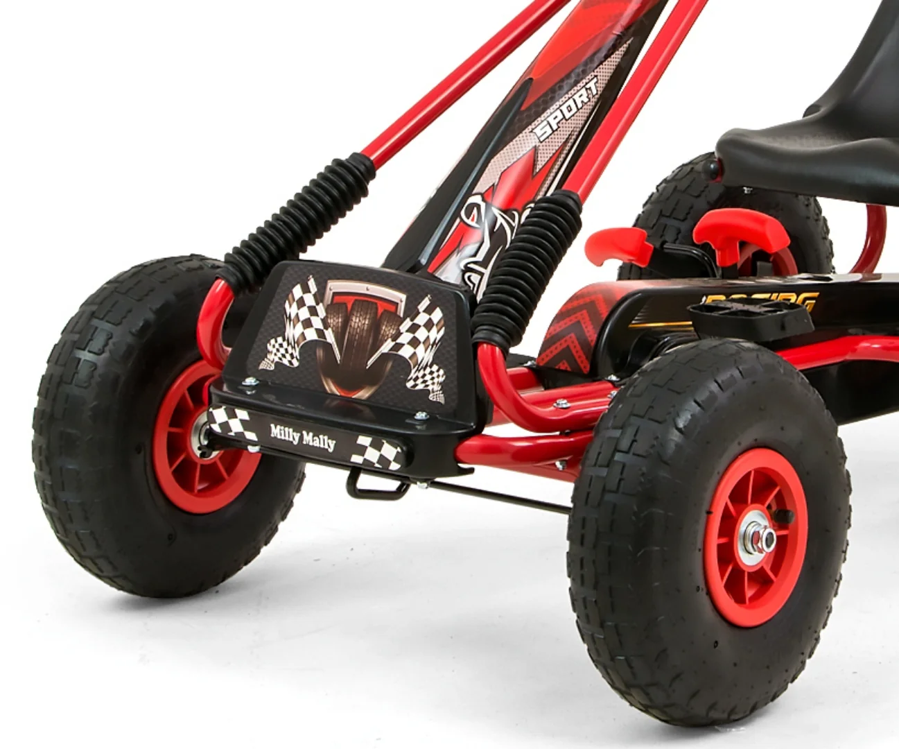 Dětská šlapací motokára THOR – nafukovací kola, brzda, 3–8 let, červená, černá