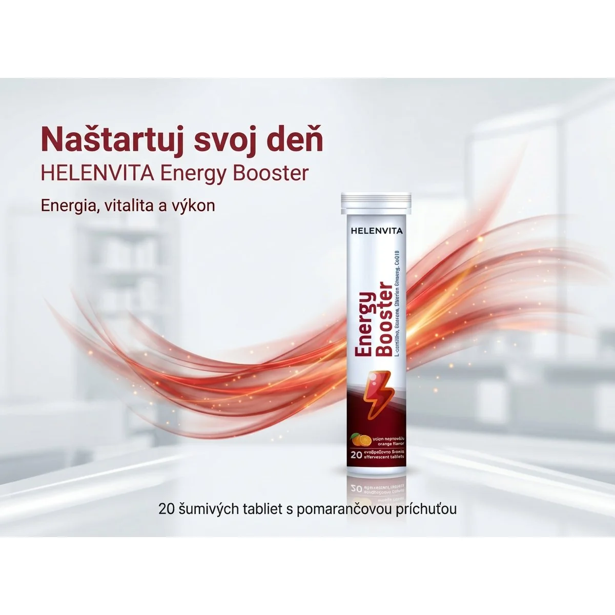 Kompava Energetický Booster 20 šumivých tabliet s guaranou a Q10