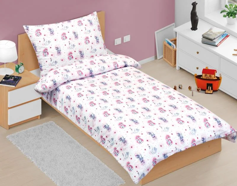 Detské obliečky Junior 90/032 jednorožec 140x200, 70x90 1×1 ks, detské obliečky