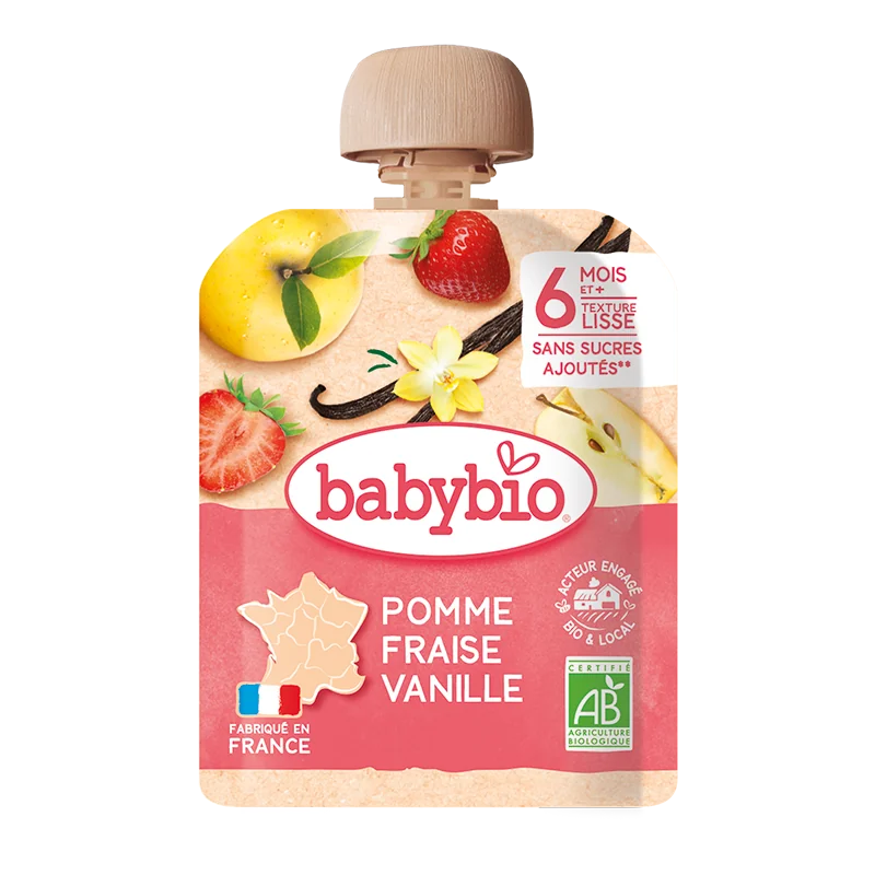 BABYBIO kapsička jablko jahoda vanilka 90 g