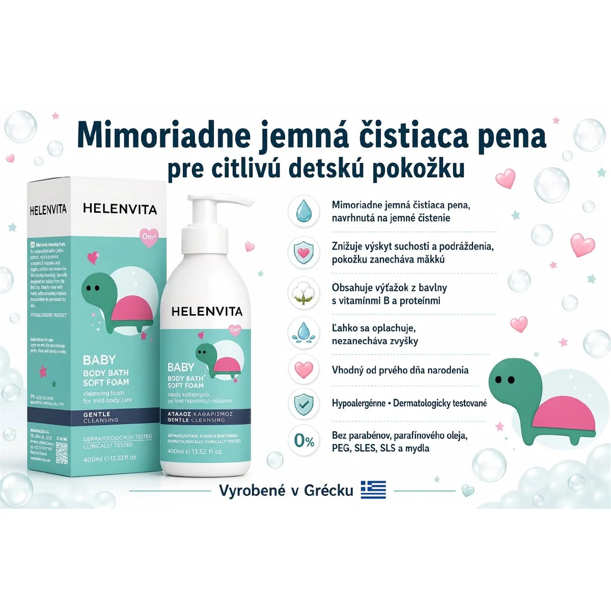 Helenvita Detská umývacia pena na telo 400 ml pre citlivú pokožku